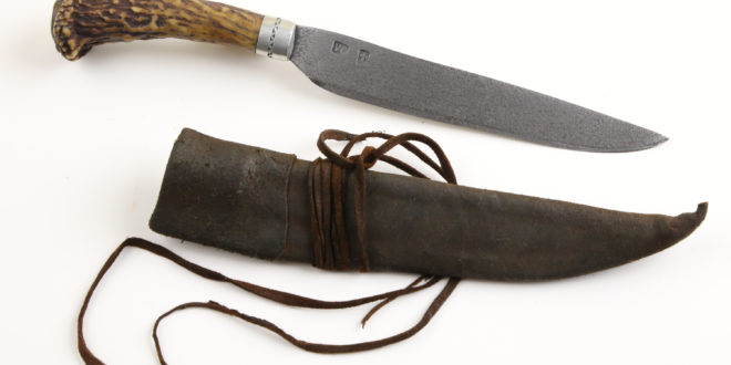 CLA Auction Item: WOODBURY SCHOOL BELT KNIFE & SHEATH by Verlin Cossel